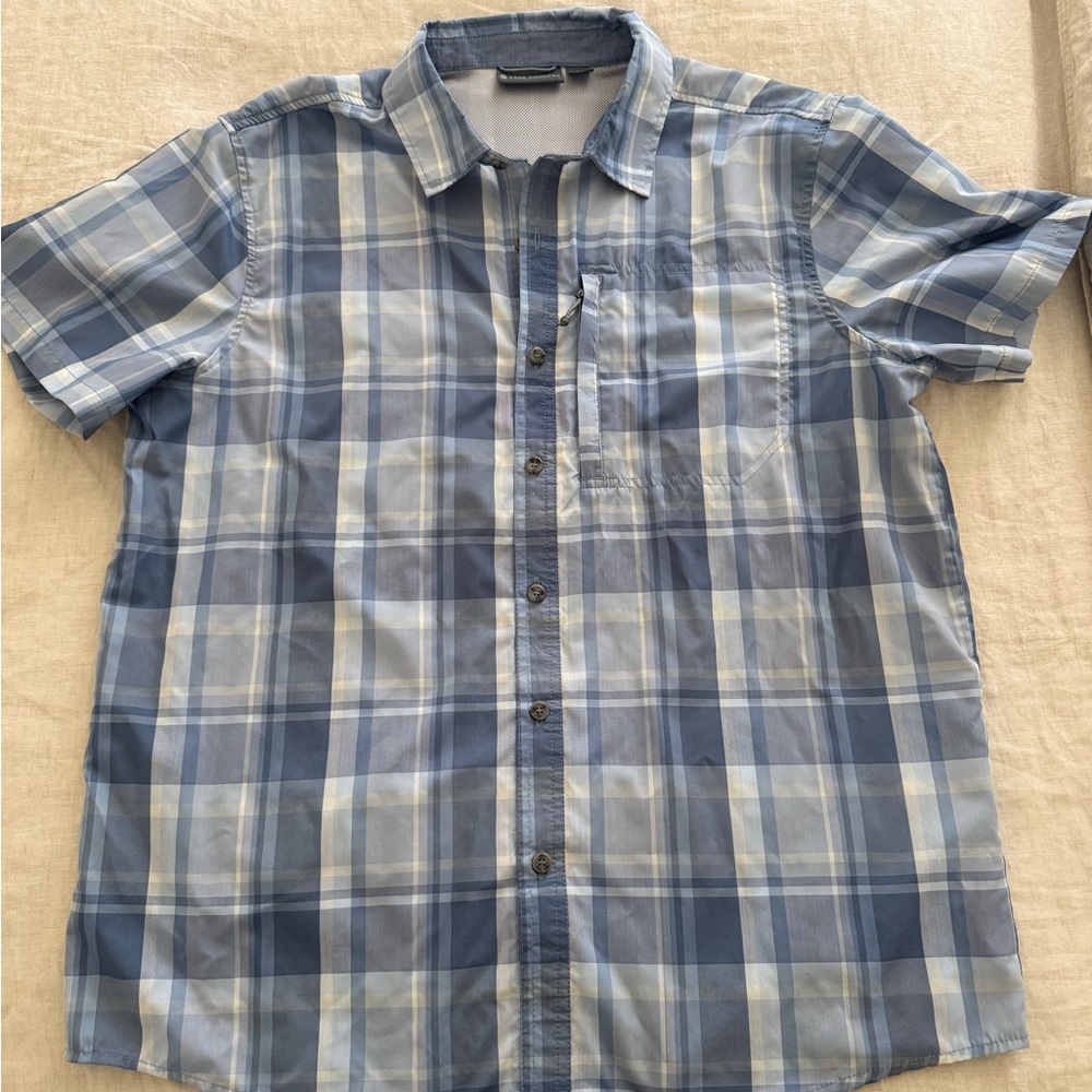 Free Country Light Blue and White Plaid Shirt